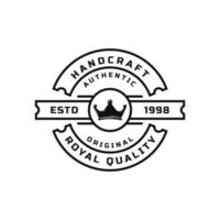 Vintage Retro for Royal Quality Handcraft Badges Logo Design Template Element vector