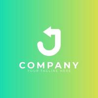 Creative Initial Letter J Logo Arrow. Yellow and Green Shape with Negative Space Arrow inside. Usable for Business and Branding Logos. Flat Vector Logo Design Ideas Template Element. Eps10 Vector