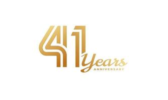 41 Year Anniversary Celebration with Handwriting Golden Color for Celebration Event, Wedding, Greeting card, and Invitation Isolated on White Background vector