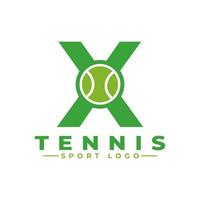 letra x con diseño de logo de tenis. elementos de plantilla de diseño vectorial para equipo deportivo o identidad corporativa. vector