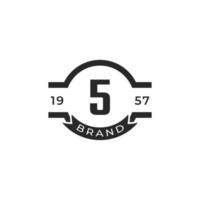 elemento de plantilla de diseño de logotipo vintage insignia número 5. adecuado para identidad, etiqueta, insignia, café, vector de icono de hotel