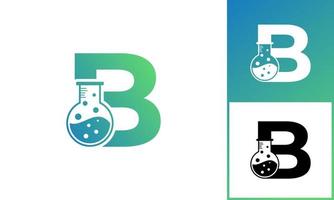 Letter B with Abstract lab logo. Usable for Business, Science, Healthcare, Medical, Laboratory, Chemical and Nature Logos. vector