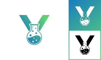 Letter Y with Abstract lab logo. Usable for Business, Science, Healthcare, Medical, Laboratory, Chemical and Nature Logos. vector