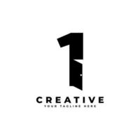 Number One Door Negative Space Logo Design. Usable for Construction Architecture Building Logo vector