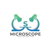 Laboratory Logo. Initial Letter S Microscope Logo Design Template Element. vector