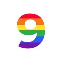 Number 9 Colored in Rainbow Color Logo Design Inspiration for LGBT Concept vector