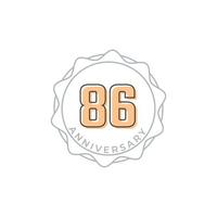 86 Year Anniversary Celebration Vector Badge. Happy Anniversary Greeting Celebrates Template Design Illustration