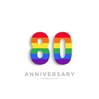 80 Year Anniversary Celebration with Rainbow Color for Celebration Event, Wedding, Greeting card, and Invitation Isolated on White Background vector