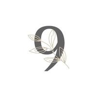 Number 9 Floral and Botanical Logo. Nature Leaf Feminine for Beauty Salon, Massage, Cosmetics or Spa Icon Symbol vector