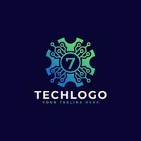 Technology Number 7 Logo Design Template Element. vector