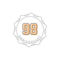98 Year Anniversary Celebration Vector Badge. Happy Anniversary Greeting Celebrates Template Design Illustration
