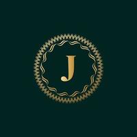 Emblem Letter J Weaving Circle Monogram Graceful Template. Simple Logo Design for Luxury Crest, Royalty, Business Card, Boutique, Hotel, Heraldic. Calligraphic Vintage Border. Vector Illustration