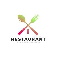 logotipo del restaurante. letra inicial i con tenedor de cuchara para plantilla de diseño de icono de logotipo de restaurante vector