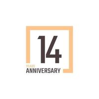 14 Year Anniversary Celebration Vector with Square Shape. Happy Anniversary Greeting Celebrates Template Design Illustration