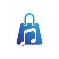 Music Audio Shopping Bag Logo Template Design Vector Design illustration