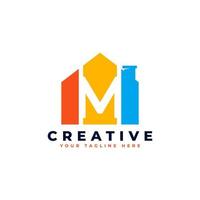 Letter M Logo. House Strip Shape with Negative Letter M. Usable for Construction Architecture Building Logo vector