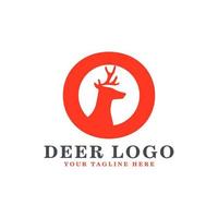 Orange Deer Logo Design. Orange Shape Initial Letter O with Head Deer Silhouette inside. Flat Vector Logo Design Ideas Template Element