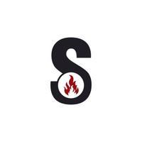 Initial Letter S with Flame Fire Logo Design Inspiration vector