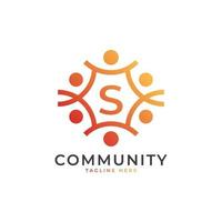 Community Initial Letter S Connecting People Logo. Colorful Geometric Shape. Flat Vector Logo Design Template Element.