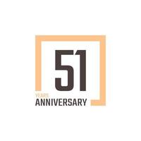 51 Year Anniversary Celebration Vector with Square Shape. Happy Anniversary Greeting Celebrates Template Design Illustration