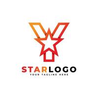 letra y estrella logo estilo lineal, color naranja. utilizable para logotipos de ganador, premio y premium. vector