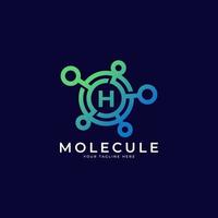 logotipo médico. elemento de plantilla de diseño de logotipo de molécula de letra h inicial. vector