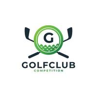 logotipo deportivo de golf. letra g para la plantilla de vector de diseño de logotipo de golf. eps10 vector