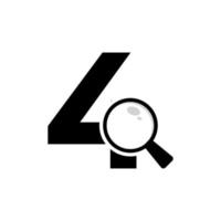 Search Logo. Number 4 Magnifying Glass Logo Design vector