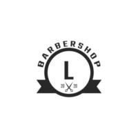 Letter L Vintage Barber Shop Badge and Logo Design Inspiration vector