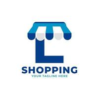 Ilustración de vector de logotipo de tienda y mercado de letra inicial moderna l. perfecto para el elemento web de comercio electrónico, venta, descuento o tienda