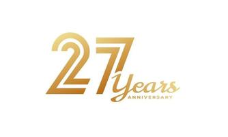 27 Year Anniversary Celebration with Handwriting Golden Color for Celebration Event, Wedding, Greeting card, and Invitation Isolated on White Background vector