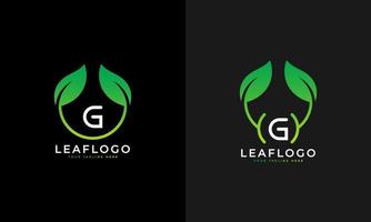 diseño del logotipo de la letra g de la hoja verde de la naturaleza. logotipo de monograma. icono del alfabeto de hojas verdes. utilizable para logotipos comerciales, científicos, sanitarios, médicos y naturales.elemento de plantilla de diseño de logotipo vectorial plano. eps10 vector