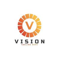 elemento de plantilla de diseño de logotipo de letra inicial v de visión vector