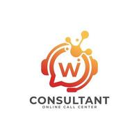 Consulting Logo Icon. Online Consultant Initial Letter W Logo Design Template vector