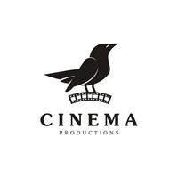 Creative Movie Maker Icon. Combination Cute Bird with Film Equipments Symbol vector