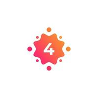 Smart and Creative Number 4 Logo Design Template with  Dots or Points. Geometric Dot Circle Science Medicine Sign. Universal Energy Tech Planet Star Atom Vector Icon Element