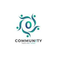 Community Number 0 Connecting People Logo. Colorful Geometric Shape. Flat Vector Logo Design Template Element.