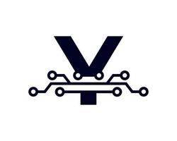 logotipo de la letra y tecnología. forma geométrica de plantilla de logotipo de vector futurista. utilizable para logotipos de negocios y tecnología.