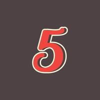 Retro Number 5 Logo in Vintage Western Style with Double Layer. Usable for Vector Font, Labels, Posters etc