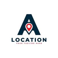 Elegant Letter A Geotag or Location Symbol Logo. Red Shape Point Location Icon. Usable for Business and Technology Logos. Flat Vector Logo Design Ideas Template Element.