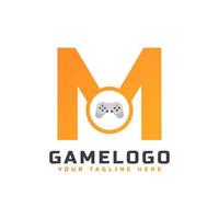 Initial Letter M with Game Console Icon and Pixel for Gaming Logo Concept. Usable for Business, Technology and Game Startup Application  Logos. vector