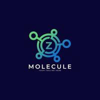 logotipo médico. elemento de plantilla de diseño de logotipo de molécula de letra inicial z. vector