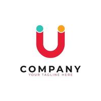 Creative Abstract Initial Letter U Logo. Colorful Rounded Line with Dots. Usable for Business and Branding Logos. Flat Vector Logo Design Ideas Template Element. Eps10 Vector