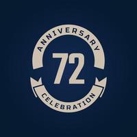 72 Year Anniversary Celebration with Golden Color for Celebration Event, Wedding, Greeting card, and Invitation Isolated on Blue Background vector