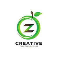 Letter Z logo in fresh Orange Fruit with Modern Style. Brand Identity Logos Designs Vector Illustration Template