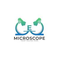 Laboratory Logo. Initial Letter E Microscope Logo Design Template Element. vector