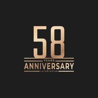 58 Year Anniversary Celebration with Thin Number Shape Golden Color for Celebration Event, Wedding, Greeting card, and Invitation Isolated on Dark Background vector