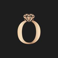 Golden Letter Luxury O with Diamond Symbol. Premium Diamond Logo Design Inspiration vector