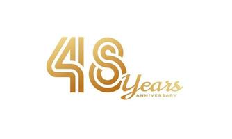 48 Year Anniversary Celebration with Handwriting Golden Color for Celebration Event, Wedding, Greeting card, and Invitation Isolated on White Background vector