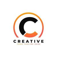 Letter C Logo Design with Black Orange Color and Circle. Cool Modern Icon Letters Logo Vector. vector